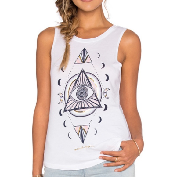 Spiritual Gangster Tops - Spiritual Gangster White Diamond Eye Muscle Tank